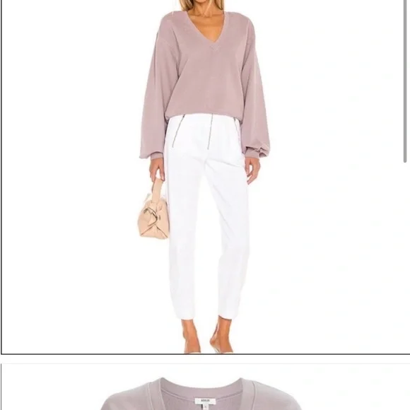 Agolde Mauve V-Neck Sweatshirt - Picture 2 of 5